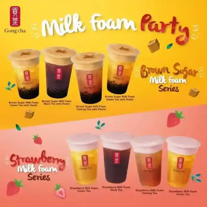 Brown Sugar and Strawberry Milk Foam Series By Gong Cha