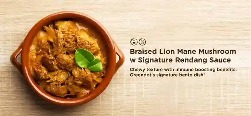 Greendot Menu Singapore Lion Mane Mushroom Rendang Bento Set