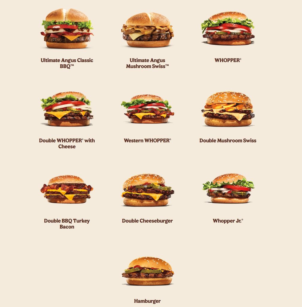 Burger King Menu Beef Burger