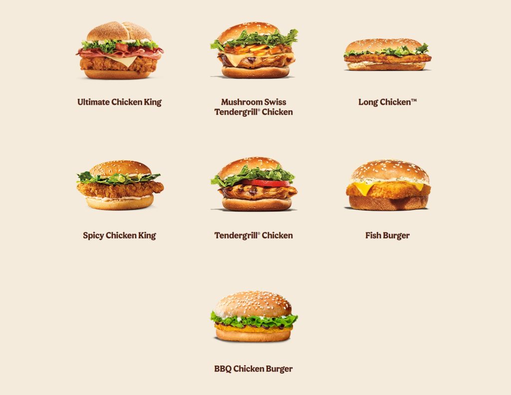 Burger King Menu Chicken & Fish
