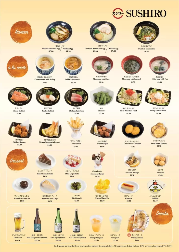 Sushiro Menu Recommended Mix Prices