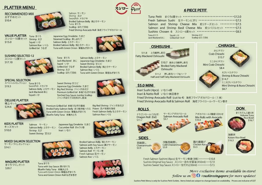 Sushiro Singapore Menu With Prices