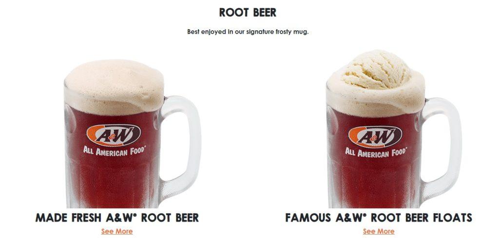 A&W Beverages Menu with Prices