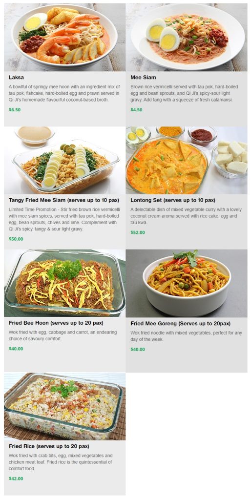 Qiji Noodles & Other Mains Menu Prices