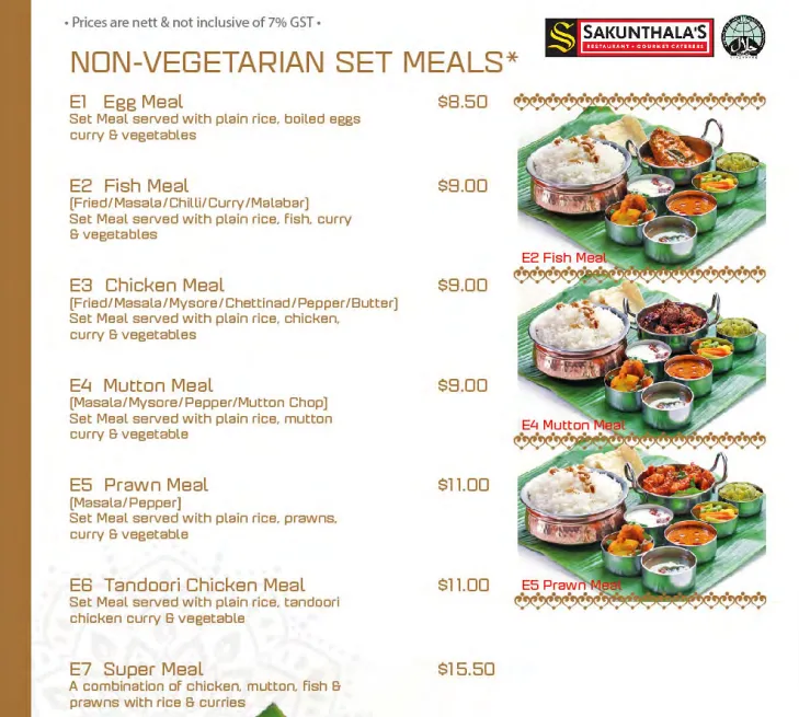 Sakunthala Menu Non-vegetarian Set Meal
