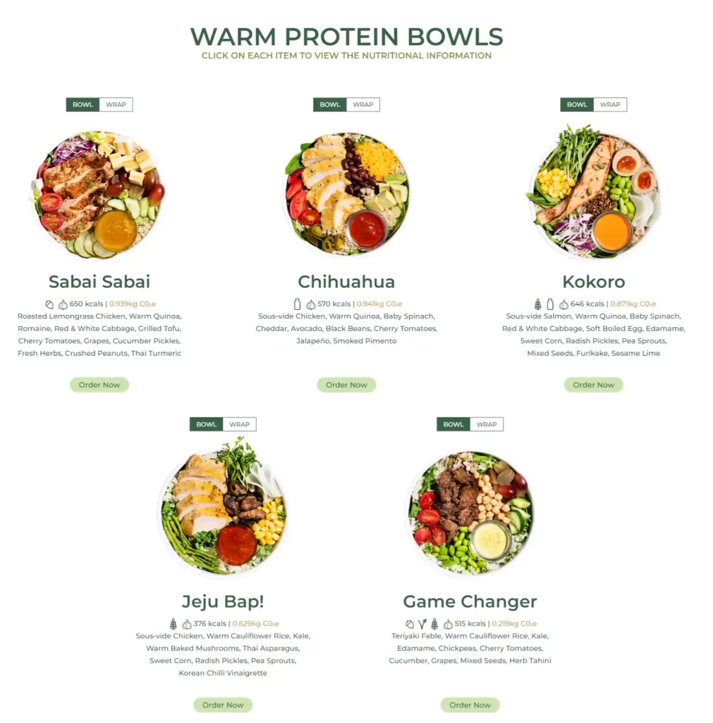 SaladStop Singapore Warm Protein Bowls Menu