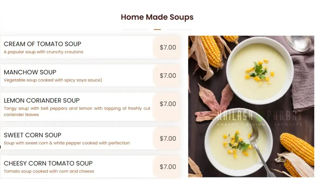 Kailash Parbat Homemade Soups Price