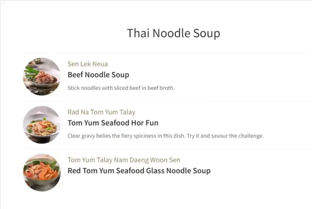 Thaiexpress Singapore Thai Noodle Soup Menu