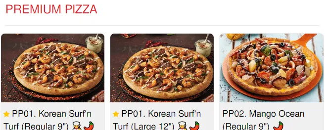 Pizza Maru Premium Pizza Menu with Price